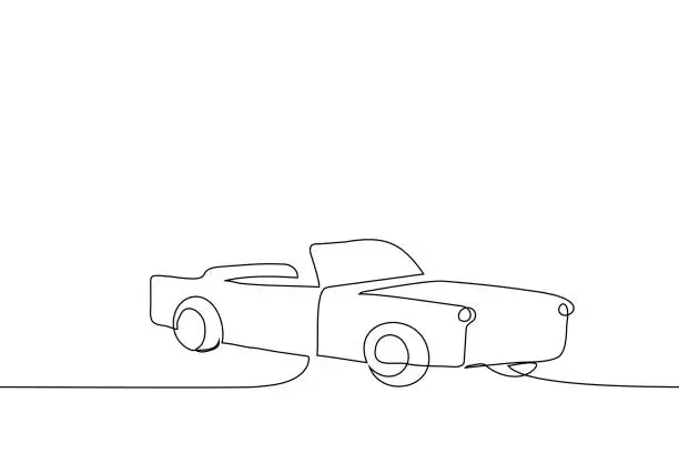 Vector illustration of vintage car open top - one line drawing vector