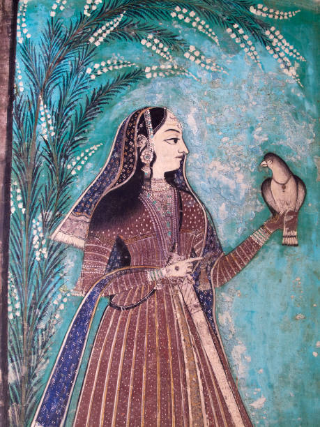 Bundi Palace Painting From Rajasthan, India Painting From The 1700's In The Bundi Palace In Rajasthan, India mughal empire stock pictures, royalty-free photos & images