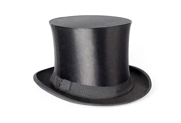 Photo of Retro top hat on white background