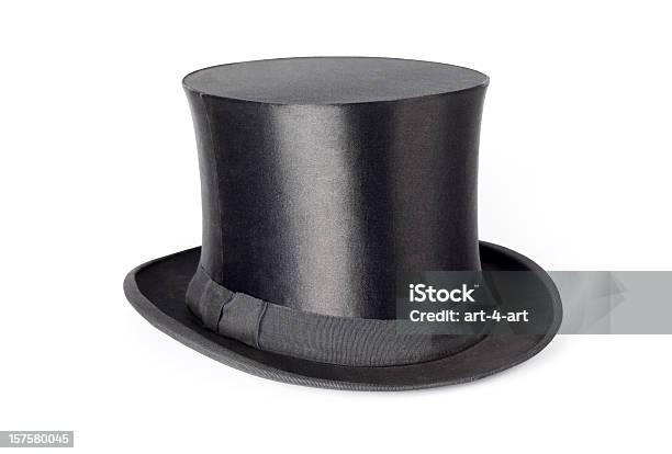 Ретро Top Hat На Белом Фоне — стоковые фотографии и другие картинки Высокая шляпа - Высокая шляпа, Изолированный предмет, Белый фон