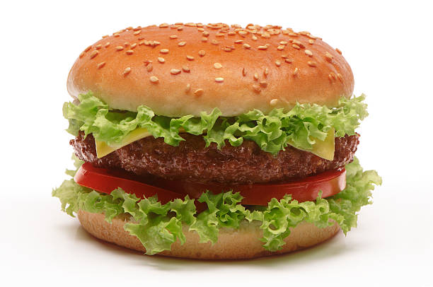 Hamburger made with bread, lettuce, meat and tomatoes stock photo