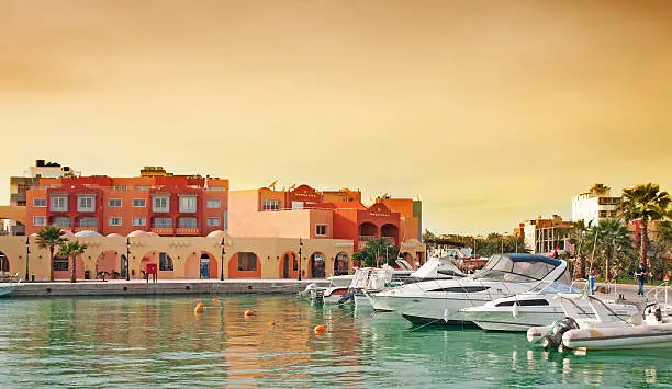 Yacht bay in Hurghada. Image was taken in Egypt - Hurgada Marina boulevard