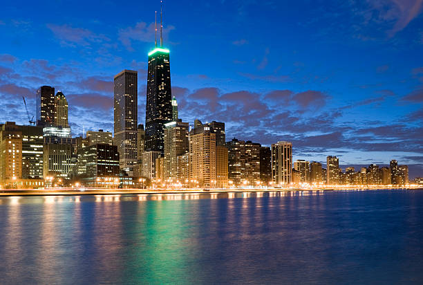 istock Northern Chicago Skyline at Dusk 157580848