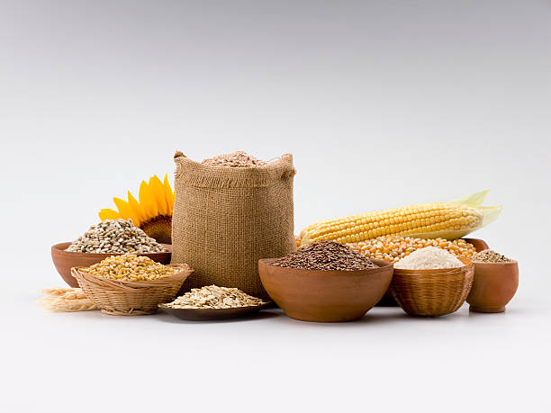 granos de cereales y composición - oat oatmeal isolated stack fotografías e imágenes de stock