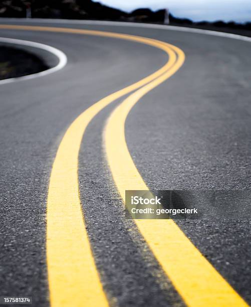 Winding Yellow Road Line Stock Photo - Download Image Now - Road, Asphalt, Road Marking