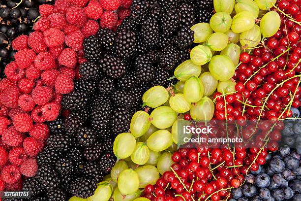 Diverse Bacche Ricchi Di Vitamine - Fotografie stock e altre immagini di Alimentazione sana - Alimentazione sana, Cibo, Composizione orizzontale