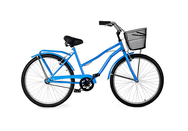 A blue bicycle on a white background  Blue Bicycle with full clipping path. crank mechanism photos stock pictures, royalty-free photos & images