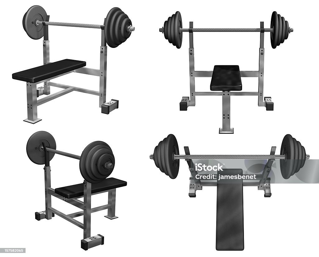 Weight Bench Four Views Isolated (3D)  Bench Press Stock Photo