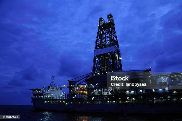 Drill Ship At Twilight Stock Photo - Download Image Now - Crude Oil, Natural Gas, Color Image