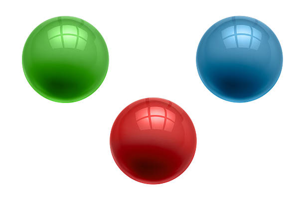 três perfeito berlinde, esferas de vidro, verde, vermelho, azul, traçado de recorte - color balls imagens e fotografias de stock