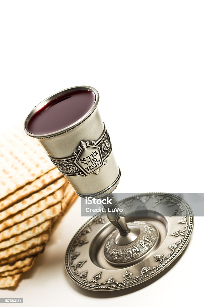 Taça Kiddush com Pão matzo - Royalty-free Aplaudir Foto de stock