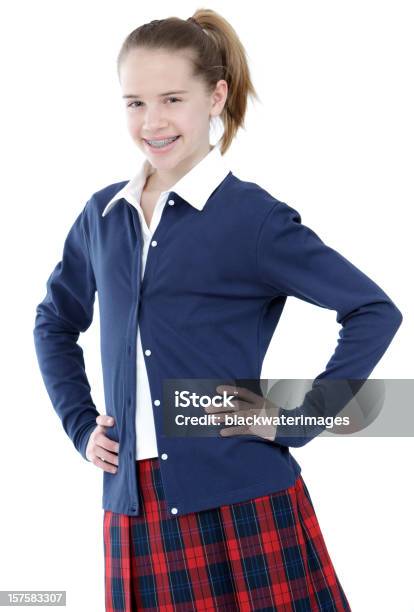 Foto de Aluna Feliz e mais fotos de stock de 12-13 Anos - 12-13 Anos, Menina, Uniforme Escolar