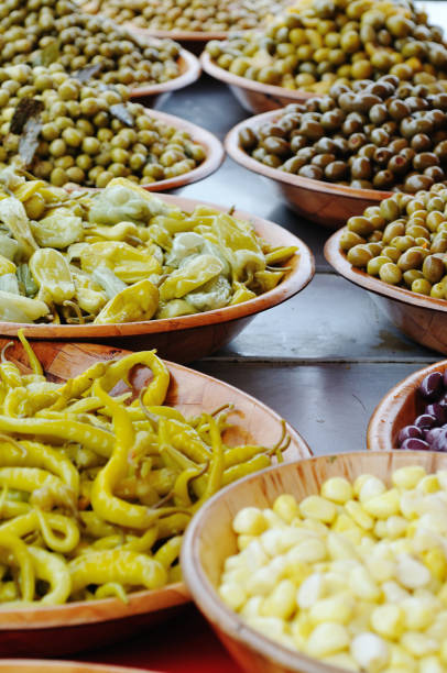 istock olive stall in French market 157583379