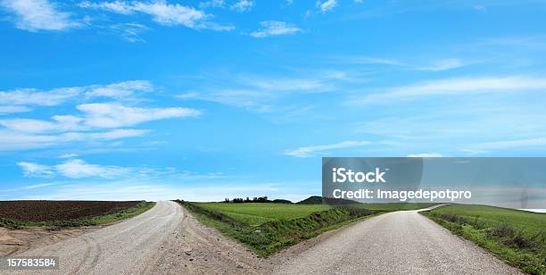 Empty Forked Road Stock Photo - Download Image Now - Forked Road, Road, Crossroad