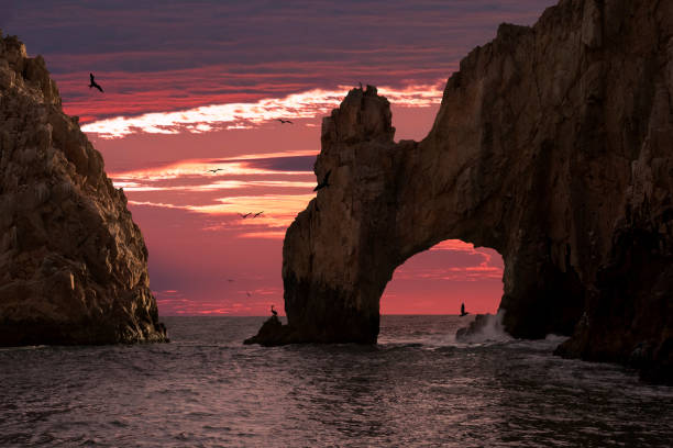 Land's End & the Arch at Sunset Closeup stock photo