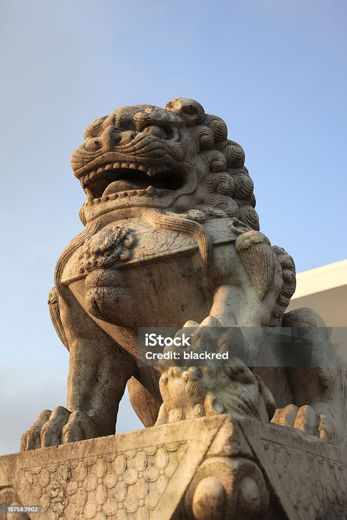Chinese Stone Lion Statue  China - East Asia Stock Photo