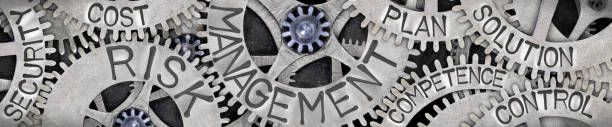 Metal Wheels with Risk Management Concept stock photo