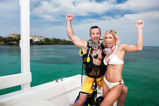 istock Scuba Diving Couple Excitement 157583955