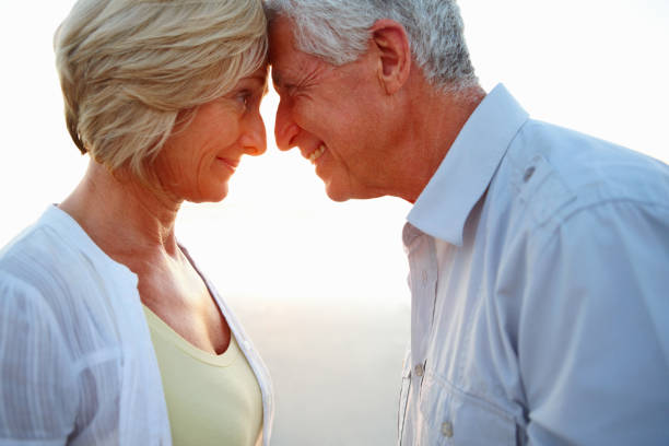 istock Happy romantic senior couple looking at each other 157584787