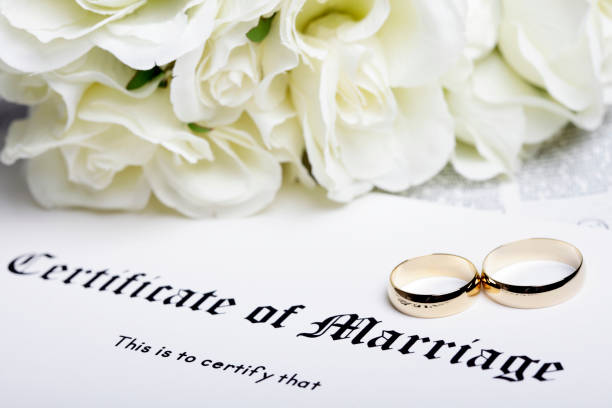 istock Rings and Marriage Certificate 157584919