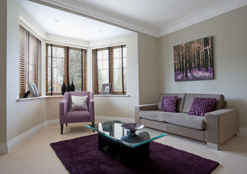 a reception room for visitors in a large new luxury home. This is a show home for a luxury new development, with decor prepared by a leading interior designer. 