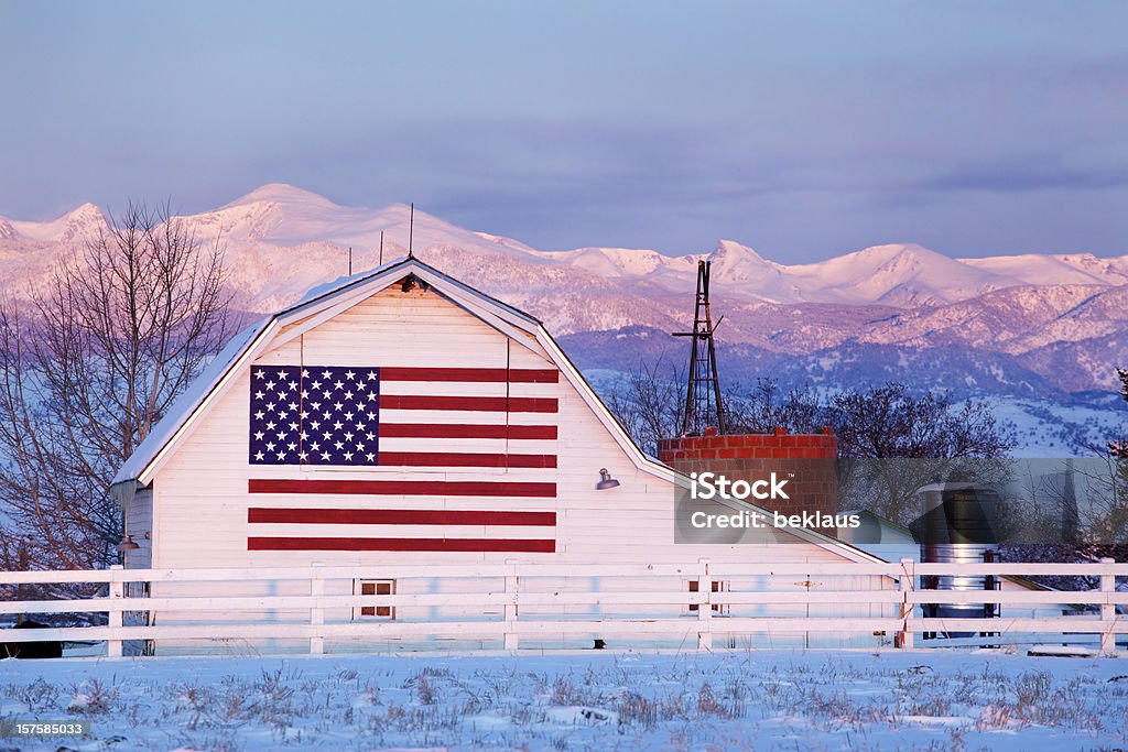 Bandeira dos Estados Unidos da América-das-Chaminés - Royalty-free Inverno Foto de stock