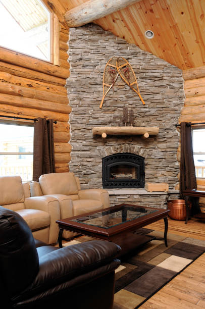 istock Log Cabin Living Room 157585035