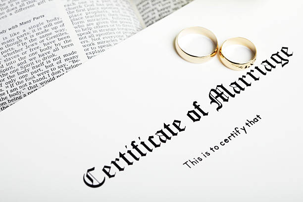 istock Rings and Marriage Certificate 157585173