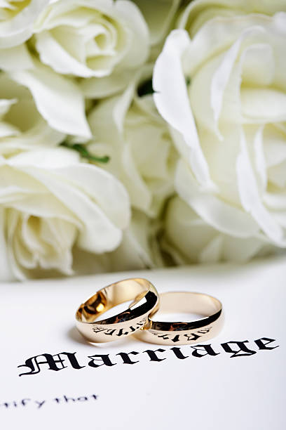 istock Rings and Marriage Certificate 157585179