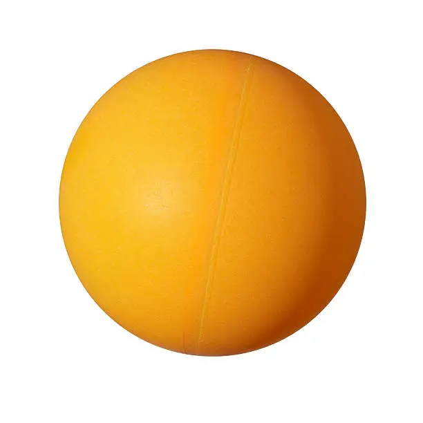 Photo of An orange table tennis ball with a visible seam