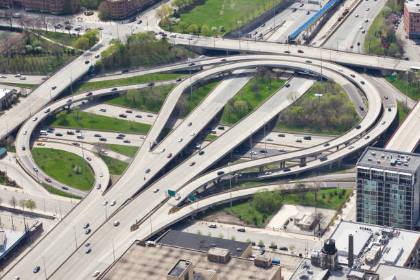 istock Chicago Highway Overpass, Aerial View 157585275