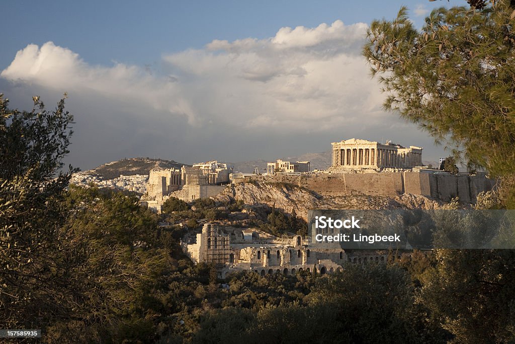 Aerial view of the Acropolis in Athens  Acropolis - Athens Stock Photo