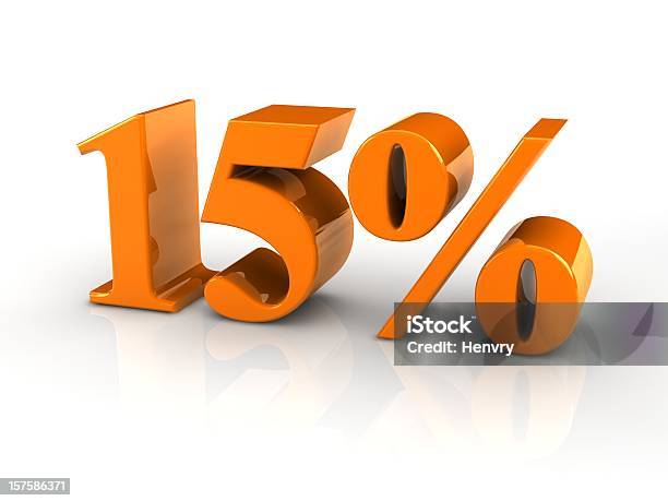 Percentage Sign 15 Stock Photo - Download Image Now - Number 15, Color Image, Cut Out