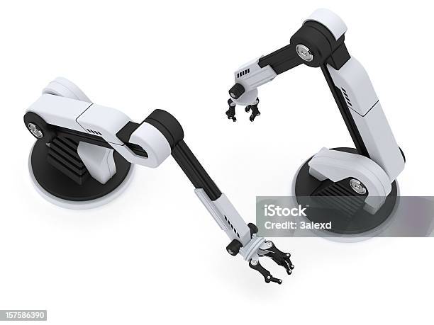 Роботы — стоковые фотографии и другие картинки Манипулятор робота - Производственное оборудование - Манипулятор робота - Производственное оборудование, Изолированный предмет, Белый фон