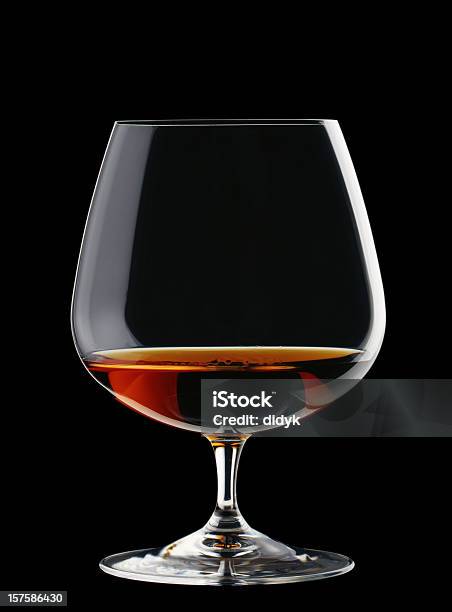 Brandy Glas Isoliert Auf Schwarz Stockfoto und mehr Bilder von Cognacglas - Cognacglas, Trinkglas, Cognac
