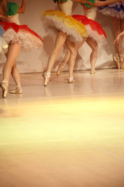 istock Legs of dancing ballerinas - ballet background 157586504