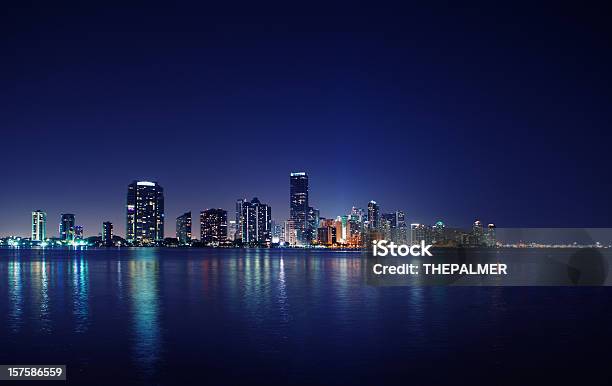 Miami At Night Stock Photo - Download Image Now - Night, Miami, Urban Skyline