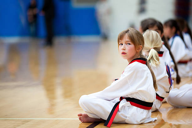 Karate Girls Young girl at Tae Kwon Do practice. mm1 stock pictures, royalty-free photos & images