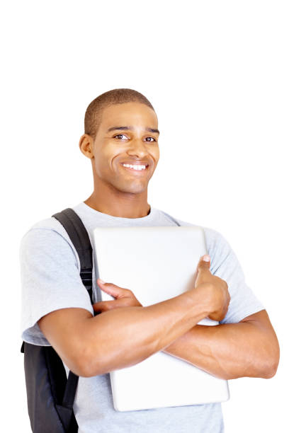 istock Smart young college boy isolated against white 157587186