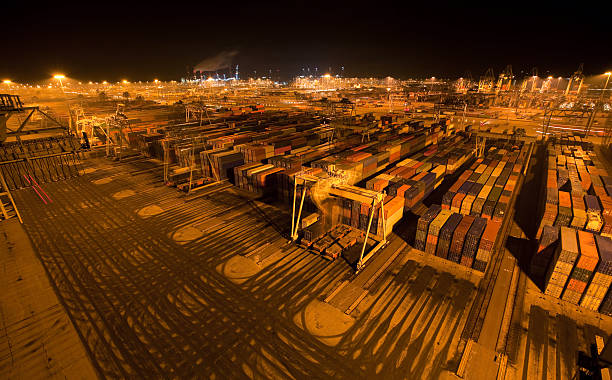 Overview of a container terminal stock photo