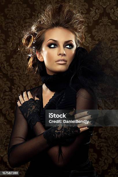 Beautiful Woman In Lace Outfit Stock Photo - Download Image Now - Lace - Textile, Fingerless Glove, Gothic Style