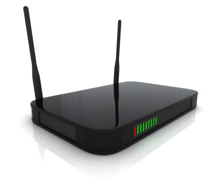 Wireless router. Digitally generated image isolated on white background