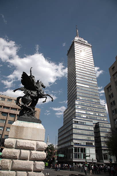 Mexico City with statues and buildings stock photo