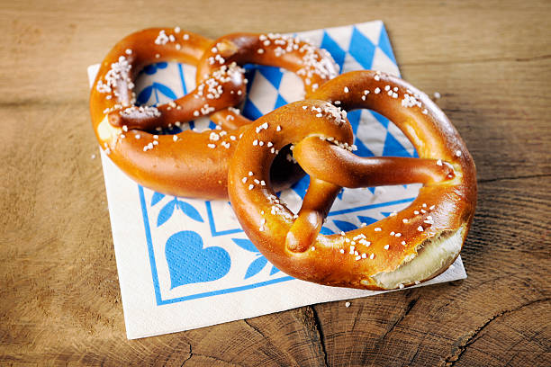 Top view of pretzel on wooden table, Beer Fest