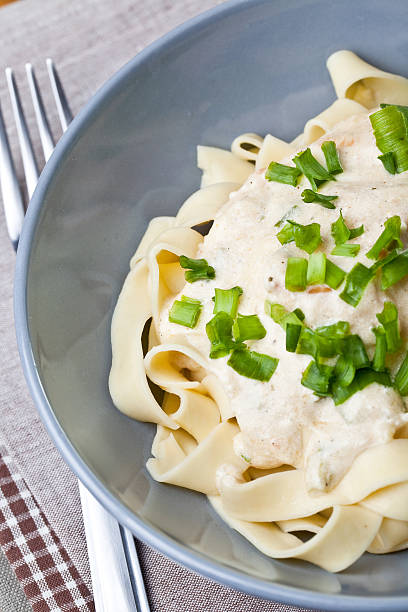 istock Tagliatelle pasta with sauce and spring onion 157587761