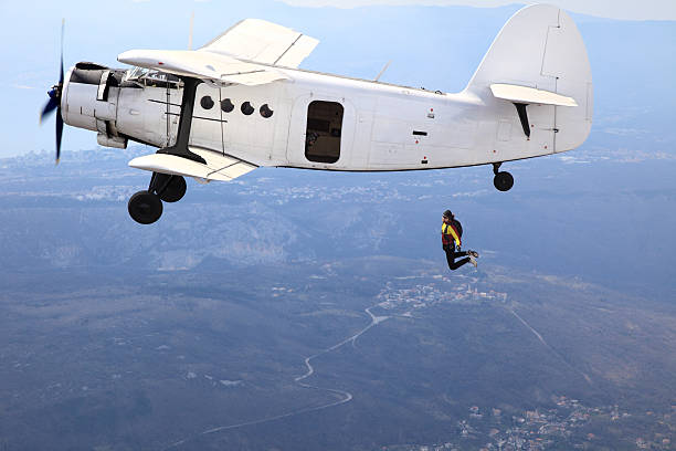 istock Parachutist jump from a plane 157588086