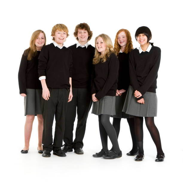 Early teen students taking a group picture
