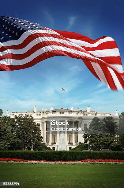 칠레식 플랙 앞에서 White House 백악관에 대한 스톡 사진 및 기타 이미지 - 백악관, 미국 국기, 미국
