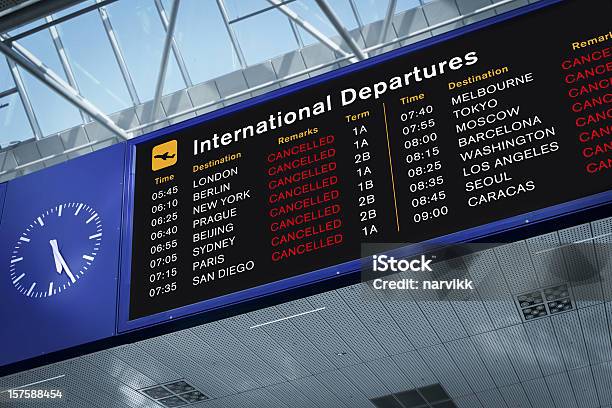 All Flights Cancelled Stock Photo - Download Image Now - Commercial Airplane, Cancellation, Flying