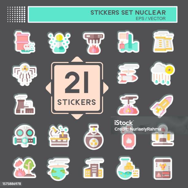 Sticker Set Nuclear Related To Nuclear Symbol Simple Design Editable ...